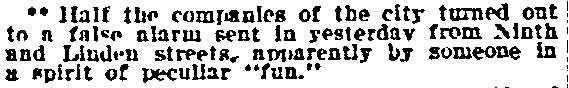 Philadelphia Inquirer, March 26, 1912 — Linden Street and North 9th Street, Camden Fire Department