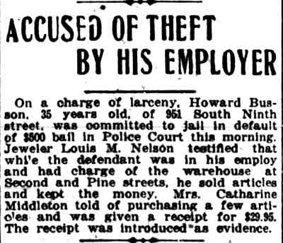 Camden Post-Telegram, December 10, 1919 — Howard Busson, 951 South 9th Street