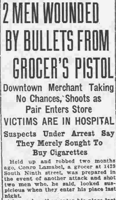 Camden Daily Courier, January 16, 1922 — Conrad Lambert grocery, 1429 South 9th Street