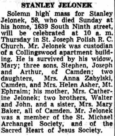 Camden Courier-Post, August 10, 1943 — Stanley Jelonek, 1639 South 9th Street