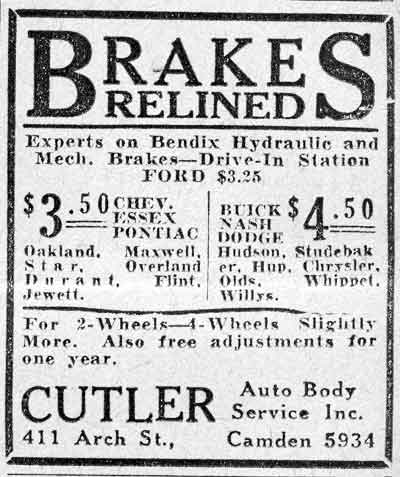 411 Arch Street - Cutler Auto Body Service - Herman Z. Cutler - Camden Courier-Post October 22, 1931