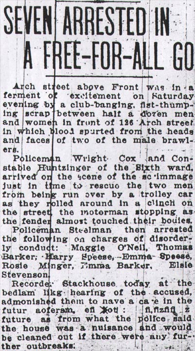 126 Arch Street - Maggie O'Neill - Philadelphia Inquirer July 28, 1913 - Wright E. Cox