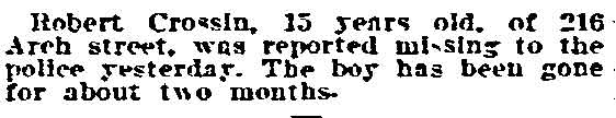 216 Arch Street - Robert Crossin - Philadelphia Inquirer September 12, 1906