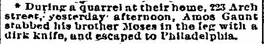 223 Arch Street - Amos Gaunt - Moses Gaunt - Philadelphia Inquirer February 11, 1894