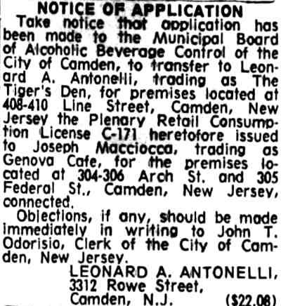 304-306 Arch Street - Genova Cafe - Camden Courier-Post June 4, 1973
