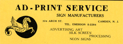 324 Arch Street - Ad Print Service - signs - 1947
