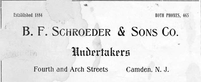 336-338 Arch Street - B.F. Schroeder and Sons undertakers - 1890s-1920s