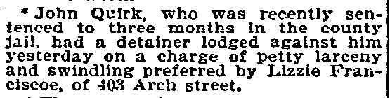 403 Arch Street - Alonzo Francisco and Family - Philadelphia Inquirer January 22, 1897