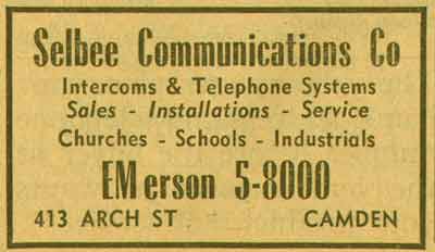 413 Arch Street - Selbee Communications Company - 1955 New Jersey Bell Telephone Yellow Pages Ad