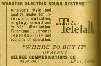 413 Arch Street - Selbee Communications Company - 1955 New Jersey Bell Yellow Pages continued