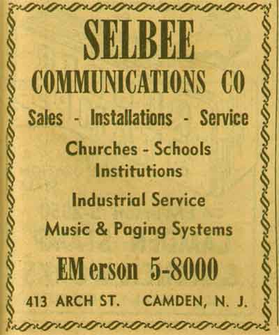 413 Arch Street - Selbee Communications Company - 1955 New Jersey Bell Yellow Pages continued