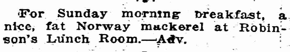 533 Arch Street - Robinson's Lunch Room - Howard Robinson - Camden Daily Courier May 22, 1915