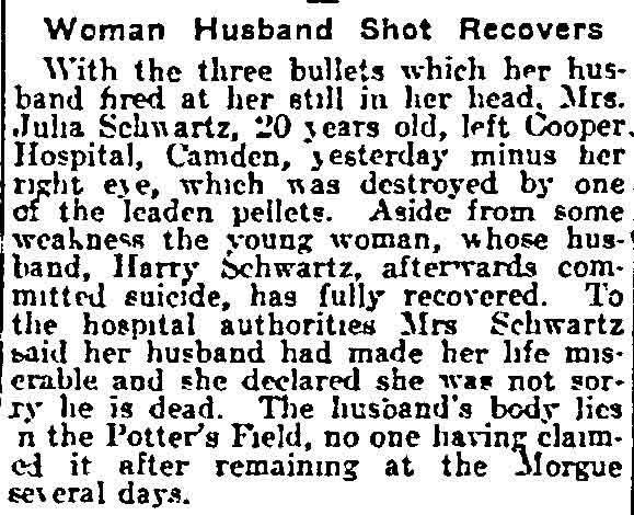 Woman Husband Shot Recovers - Philadelphia Inquirer, December 14, 1915