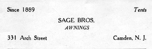 331 Arch Street - Sage Brothers awnings - Tall Cedars of Lebanon Camden Forest No. 5 6th Annual Show program April 1931