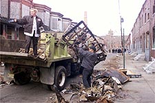 Camden Public Works Employees cleaning up Arlington Street, February 4, 2002