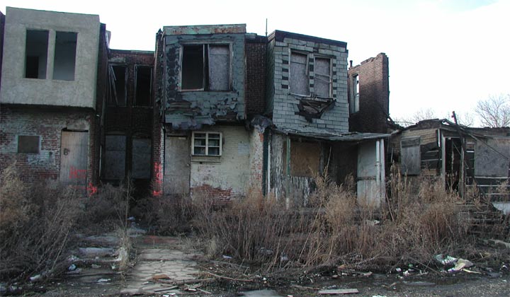 2052-2056 Arlington Street—fluorescent paint indicates radioactive hot zones, February 7, 2004