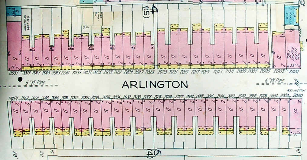 Sanborn fire insurance map of Arlington Street
