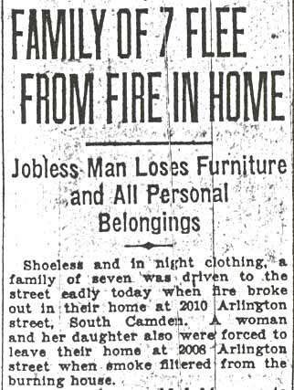 Family of 7 Flee From Fire in Home, Camden Courier-Post, March 11, 1932