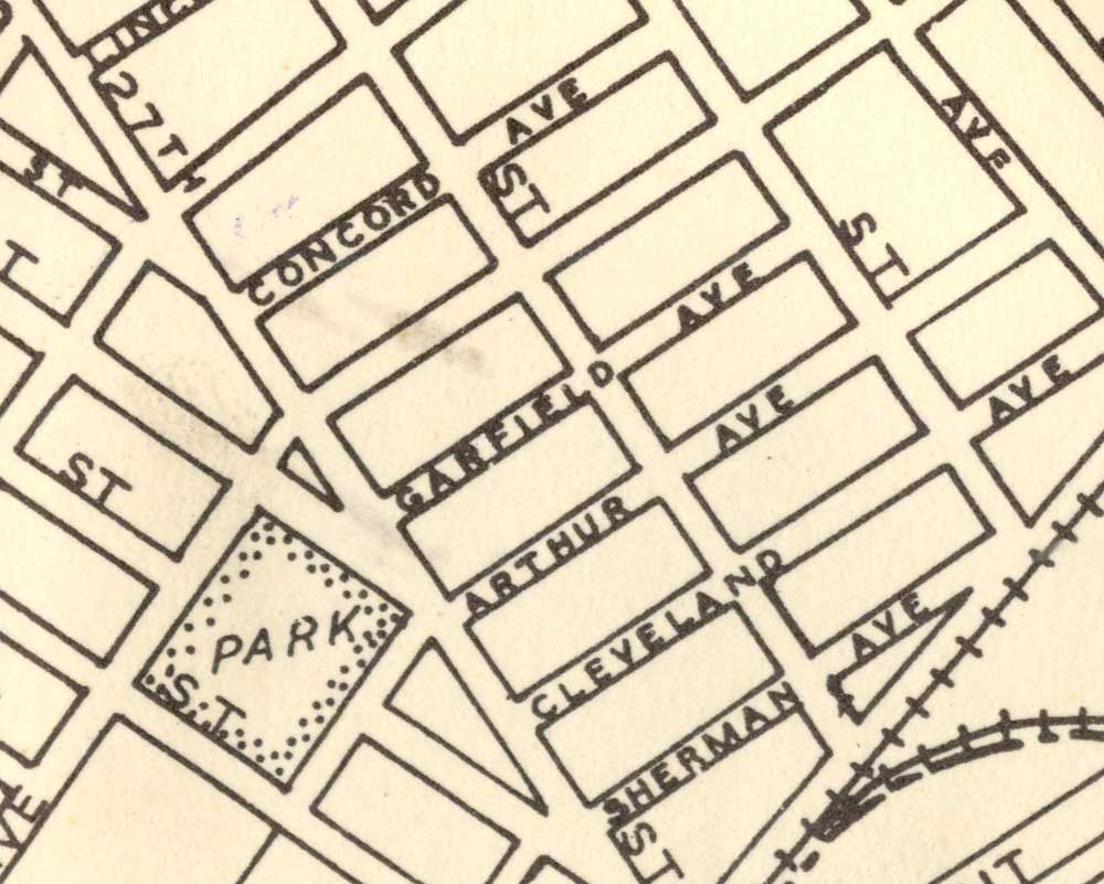 1946 map of Camden showing Arthur Avenue