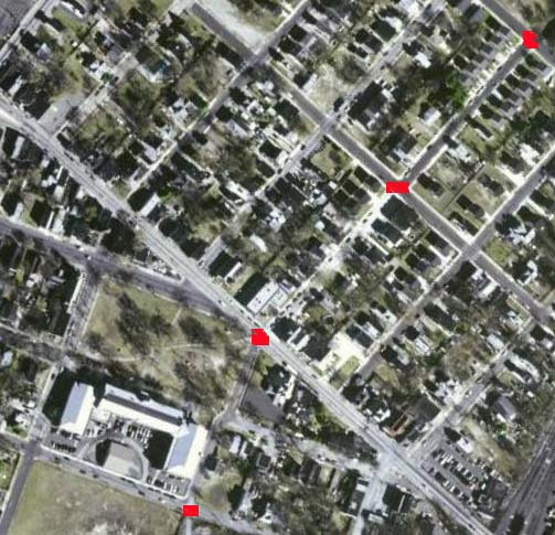 2006 satellite photo showing Veterans Memorial Junior High School and Veterans Park