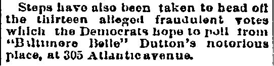 305 Atlantic Avenue, 'Baltimore Belle' Dutton's saloon, Philadelphia Inquirer, October 29, 1893