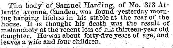 313 Atlantic Avenue, Samuel Harding, Philadelphia Inquirer, January 17, 1884