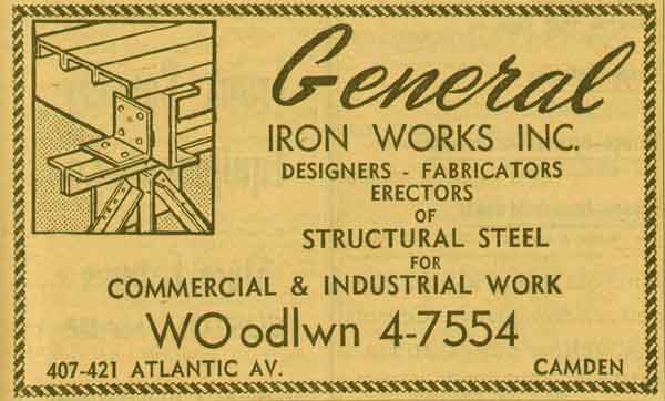 General Iron Works Inc., 407-421 Atlantic Avenue, 1955 New Jersey Bell Telephone Yellow Pages Ad