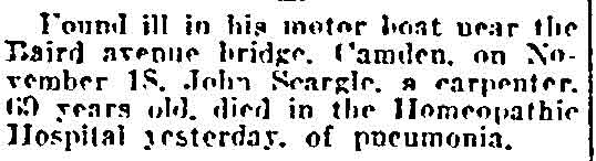 1230 Atlantic Avenue, John Seargle, Philadelphia Inquirer, January 16, 1922