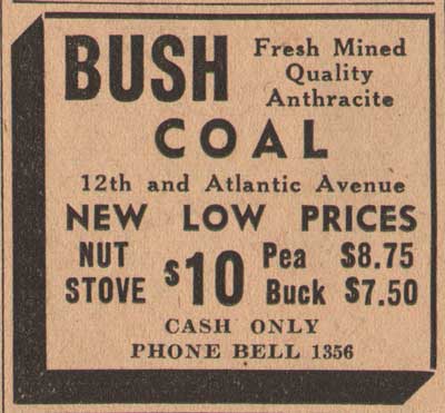 1232 Atlantic Avenue, Bush Coal, Solomon Bush, Camden Courier-Post, February 10, 1938