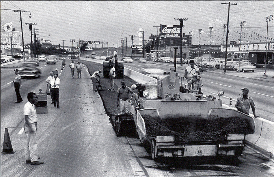 Pedestrian overpass construction work in progress on Admiral Wilson Boulevard, 1960