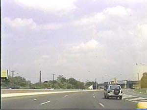 US Route 30 eastbound at Exit 1, Ben Franklin Bridge approach, July 2001