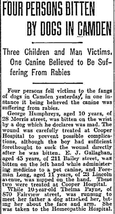 Philadelphia Inquirer article, August 24, 1915 — 870 Fairview Street, James T. Payne family