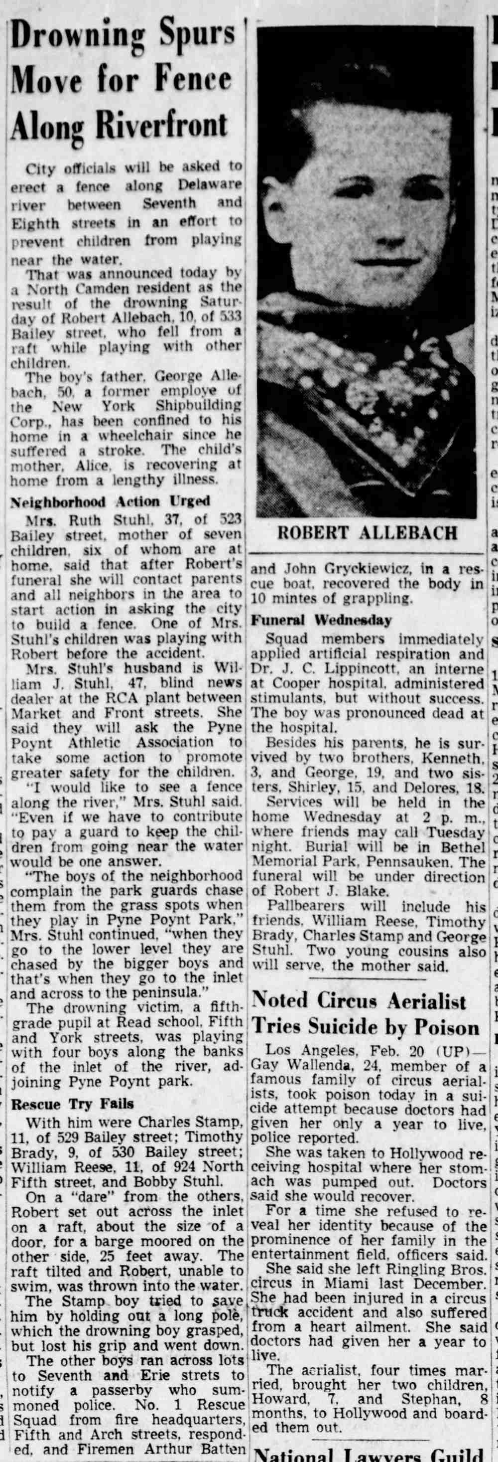 Camden Courier-Post February 20, 1950 group photo