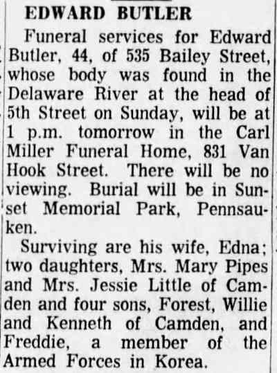 535 Bailey Street: Edward Butler obituary — CCR May 21, 1967