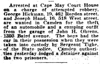 518 West Street — Joseph Hand, Philadelphia Inquirer August 4, 1923