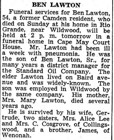 Ben Lawton - Camden Courier-Post, February 23, 1938