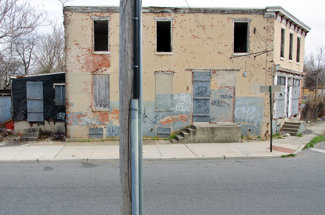 Northeast corner of Louis Street and Bannard Alley, as seen from west side of Louis Street