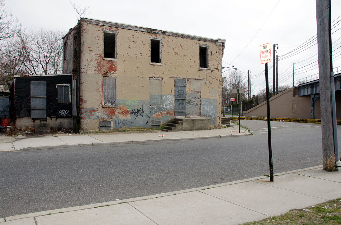Northeast corner of Louis Street and Bannard Alley, as seen from west side of Louis Street