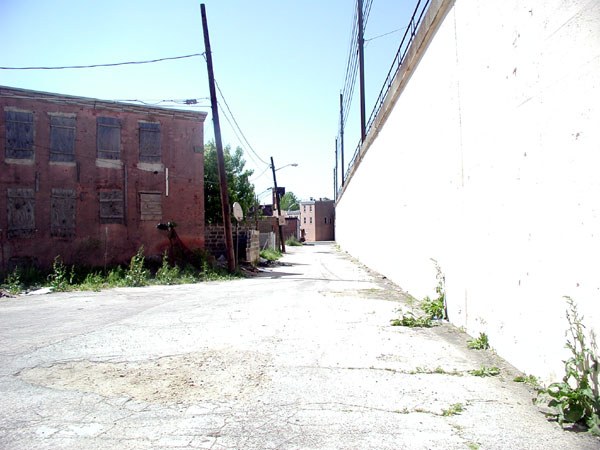 Bannard Alley looking northwest from Rose Street, May 2004