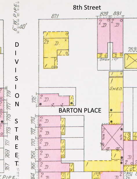 1906 Sanborn map showing the Barton Street area