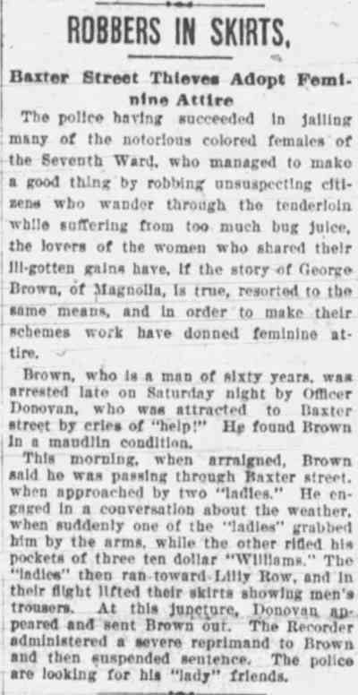 Newspaper clipping: Robbers in Skirts, 1900