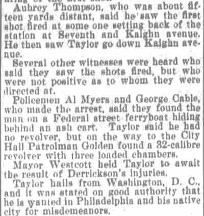 TAYLOR SHOT TO KILL HIM - Camden Daily Telegram, October 19, 1897