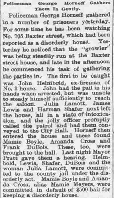 Newspaper clipping: Policeman George Horneff Gathers Them In Gently, 1900