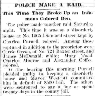 Newspaper clipping: Police Make a Raid, 1896