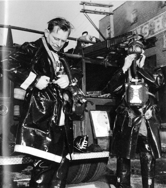 Robert Briggs with Engine Company 2 at Beach Street and York Street, January 11, 1960