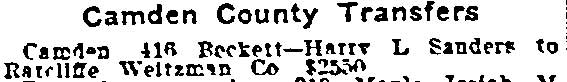 Camden County Transfers, Philadelphia Inquirer, September 15, 1915