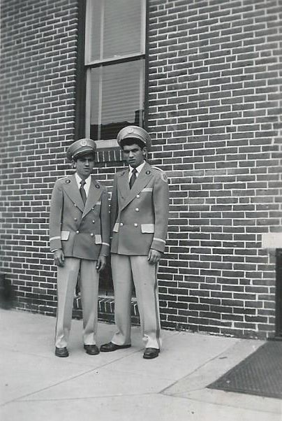 Mim and Nino Marcozzi in uniform of the A.M. Mucci VFW Post No. 2865 band, circa 1949