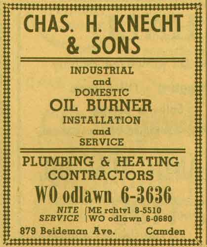 Charles H. Knect & Sons, 879 Beideman Avenue — 1955 New Jersey Bell Yellow Pages