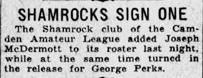 Shamrocks Sign One — Camden Courier-Post, June 3, 1932