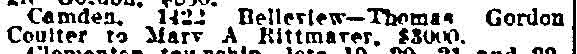 Philadelphia Inquirer, December 14, 1915 — real estate transfer, 1422 Belleview Avenue